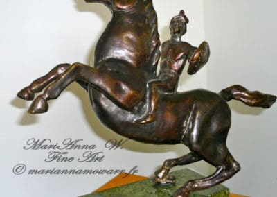 Rider, bronze, serpentine, brown patina by © MariAnna MO Warr