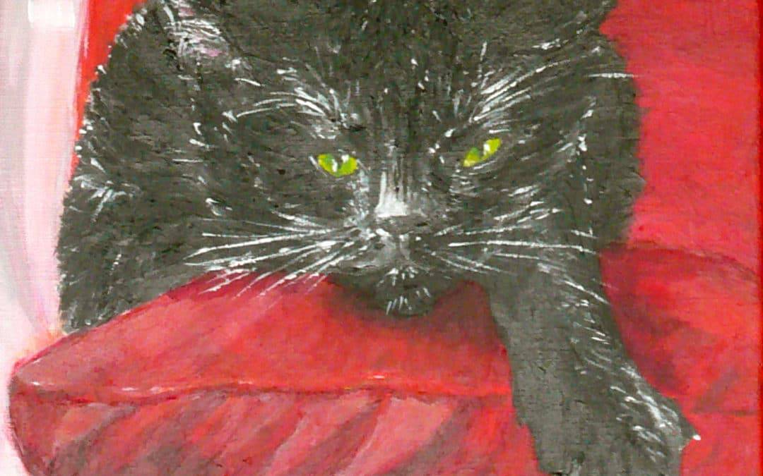 Black Cat or Warrior's Rest, acrylic on canvas by © MariAnna MO Warr