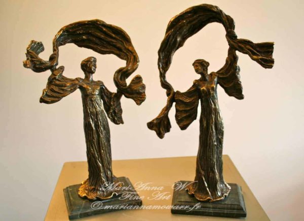 Muses, bronze, serpentine, brown patina by © MariAnna MO Warr