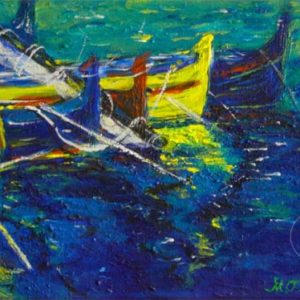 Boats in Summer, acrylic on canvas by © MariAnna MO Warr